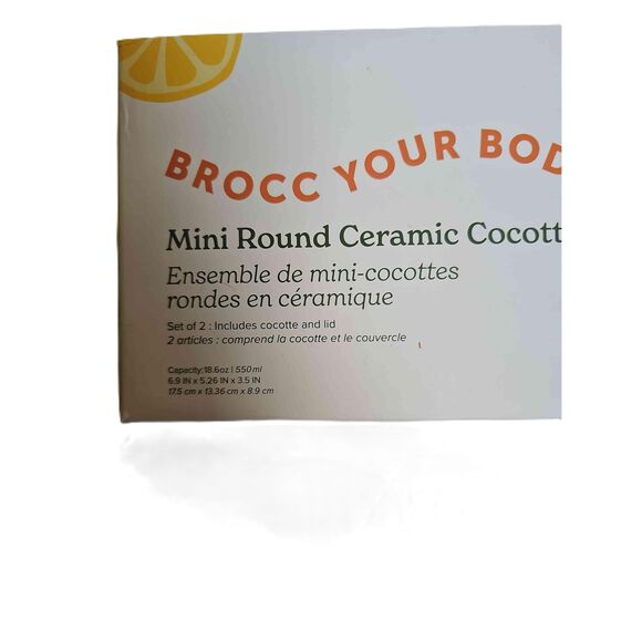 Mini Round Casserole Ceramic Set Includes Lid Brocc Your Body - Picture 8 of 12